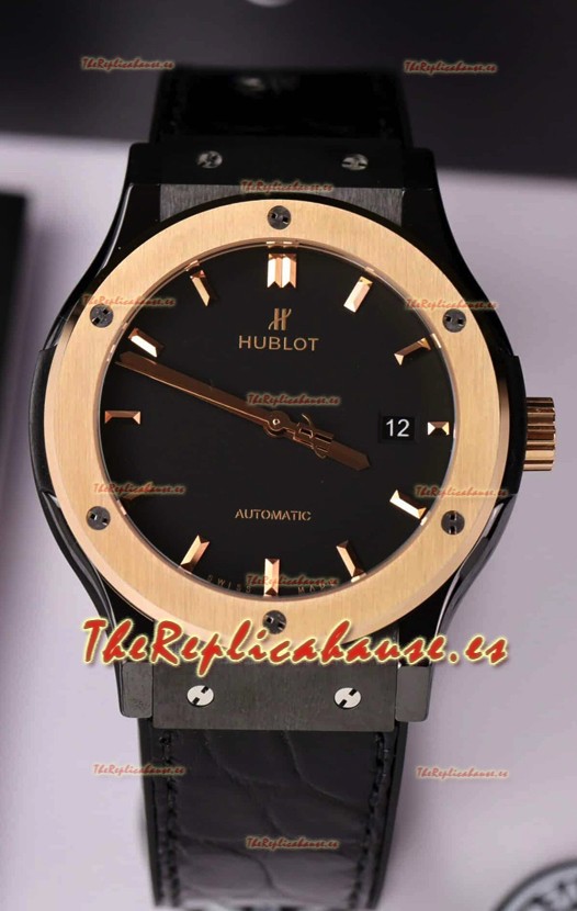Hublot Classic Fusion Caja Cerámica Bisel Oro Rosado Reloj Superclone 42MM