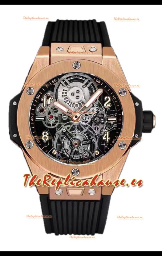 Hublot Big Bang Tourbillon Reloj Caja Oro Rosado en 45MM Réplica Espejo 1:1