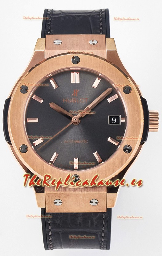 Hublot Super Clone Classic Fusion Rose Gold 38MM Reloj Réplica Espejo 1:1 Dial Gris