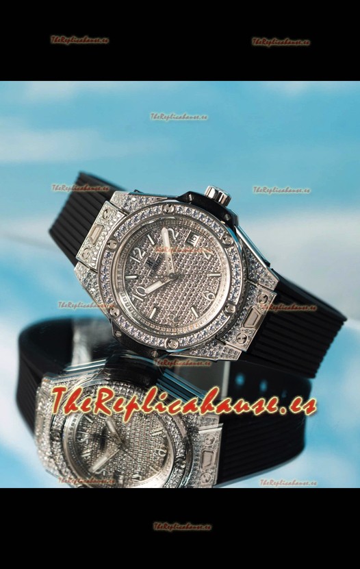 Hublot Big Bang One Click Pavimentado en Diamantes Casing and Dial Reloj Réplica Suizo