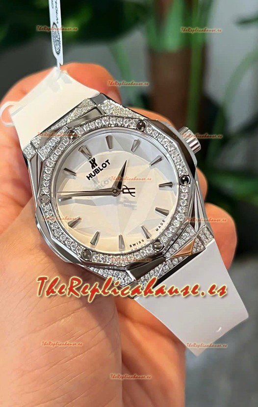 Hublot Classic Fusion Orlinski Pavimentado en Diamantes Edition Dial Blanco Reloj Réplica Suizo 40MM