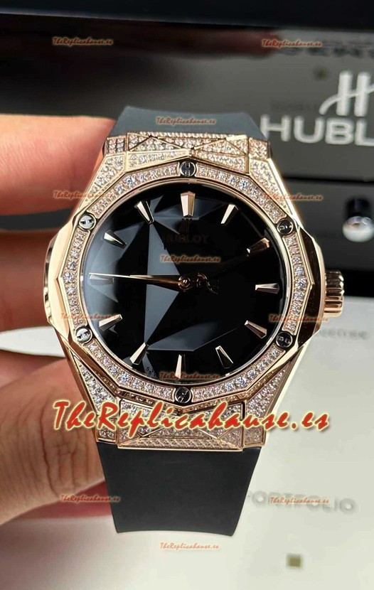 Hublot Classic Fusion Orlinski Pavimentado en Diamantes Dial Negro Reloj Réplica Suizo