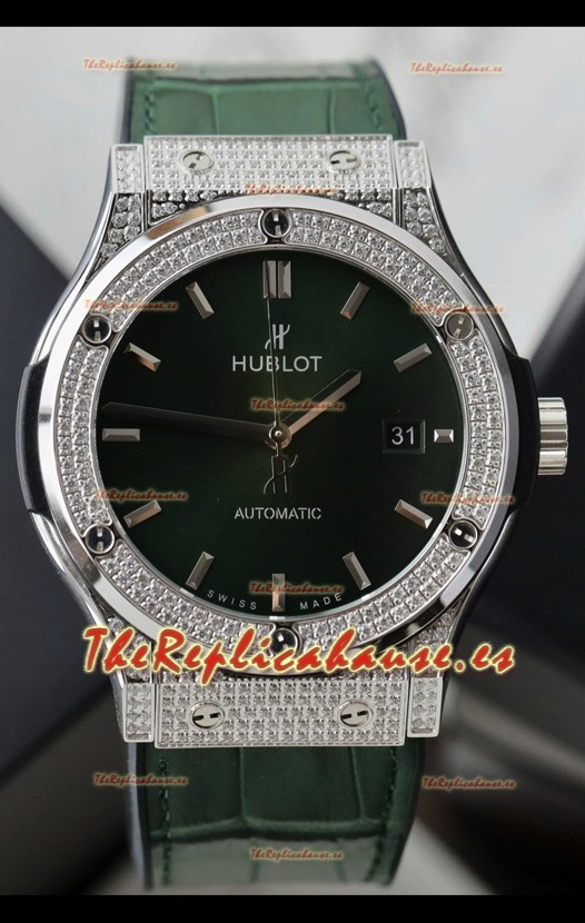 Hublot Classic Fusion Automático Dial Acero color Verde 42MM Superclone Reloj Réplica
