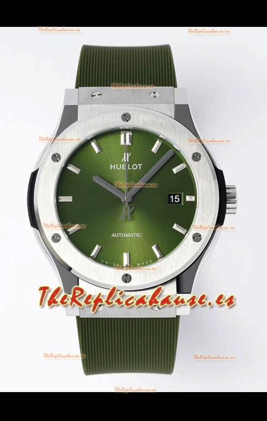Hublot Classic Fusion Acero Dial Verde 42MM Reloj Réplica Suizo Calidad Espejo 1:1