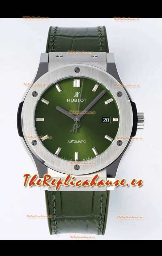 Hublot Classic Fusion Acero Dial Verde 42MM Reloj Réplica Suizo Calidad Espejo 1:1