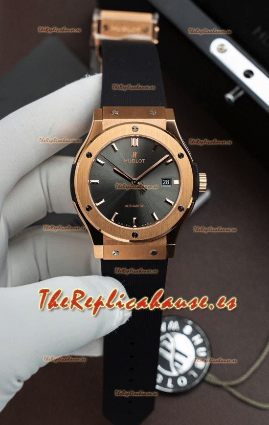 Reloj Hublot Super Clone Classic Fusion Titanio Dial Oro Rosado Gris 42MM