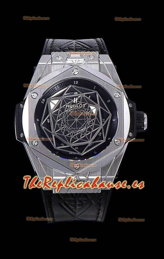 Hublot Big Bang One Click Sang Bleu Reloj Réplica a espejo 1:1 Caja en Acero Inoxidable 45MM - Dial Negro