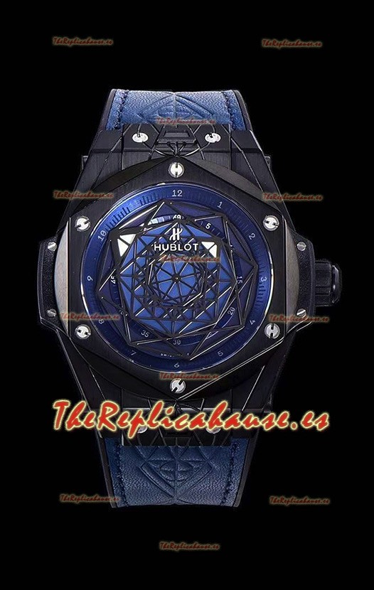 Hublot Big Bang One Click Sang Bleu Reloj Réplica a espejo 1:1 en Caja de Cerámica - 45MM Dial Azul