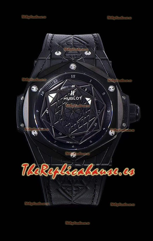 Hublot Big Bang One Click Sang Bleu Reloj Réplica a espejo 1:1 Caja en Acero Inoxidable 45MM - Dial Negro
