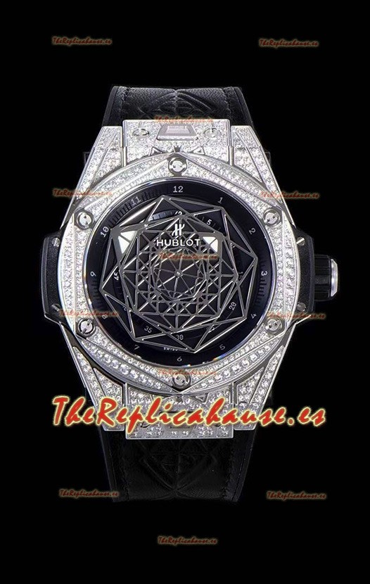 Hublot Big Bang One Click Sang Bleu Reloj Réplica a espejo 1:1 Caja en Acero Inoxidable 45MM - Dial Negro