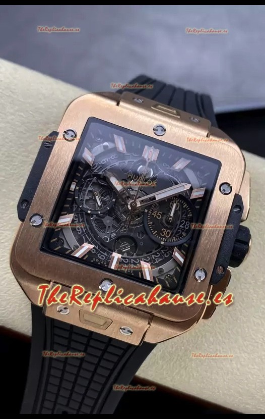 Hublot Square Bang Unico Oro Rosadto Titanio Reloj Cronógrafo Réplica a Espejo 1:1