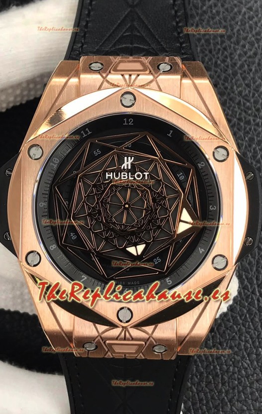 Hublot Big Bang Sang Bleu Reloj Réplica a Espejo 1:1 - 45MM Reloj en Oro Rosado