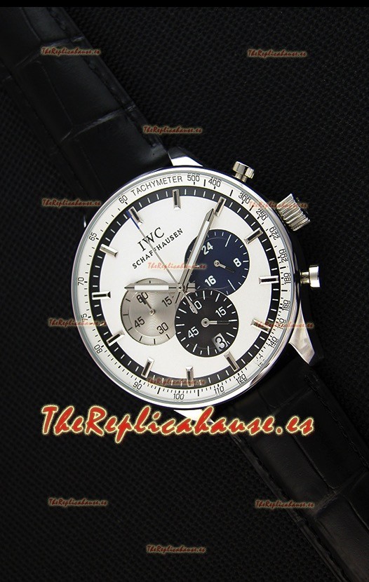 IWC Schaffhausen Reloj Réplica Japonés Movimiento de Cuarzo Dial en Blanco