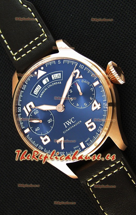 IWC Big Pilot Annual Calender Dial de Acero color Azul Réplica a Espejo 1:1