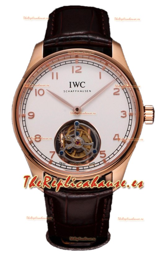 IWC Portugieser IW545801 Hand-Wound Genuino Tourbillon Oro Rosado Reloj Réplica Suiza 