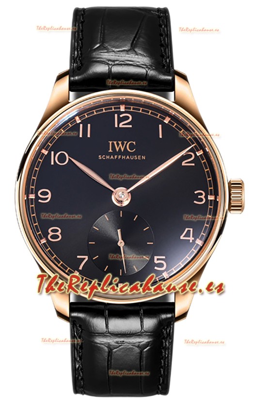 IWC Portugieser Automático 40 IW358310 Dial Negro Oro Rosado Reloj Réplica Espejo 1:1 