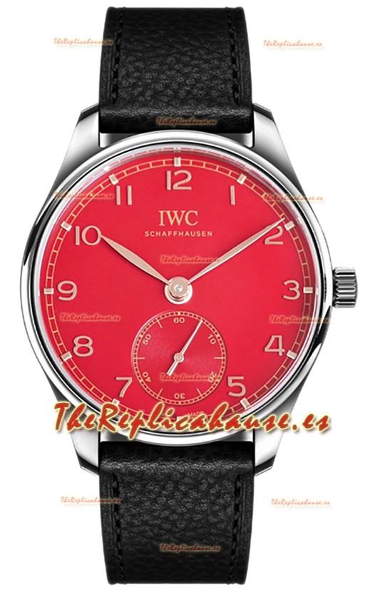 IWC Portugieser Automático 40 IW358310 Dial Rojo Acero Inoxidable Reloj Réplica Espejo 1:1 