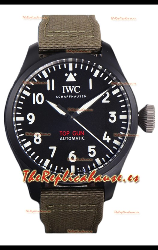 IWC Big Pilot's IW326906 Edición Top Gun 43MM Correa Khaki Nylon Cerámica Réplica Suiza 