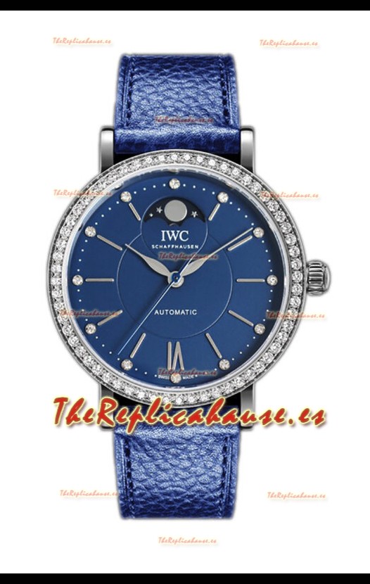IWC Portofino IW659601 Automático Fase Lunar Reloj Caja Acero en Dial Azul 37MM