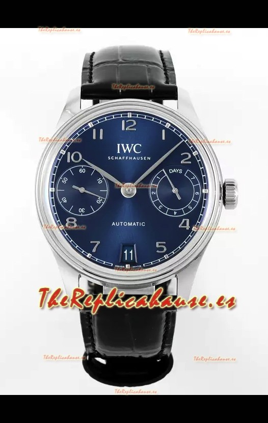 IWC Super Clone Portugieser Reloj Réplica Suizo Espejo 1:1 Dial Azul Reloj Caja Acero