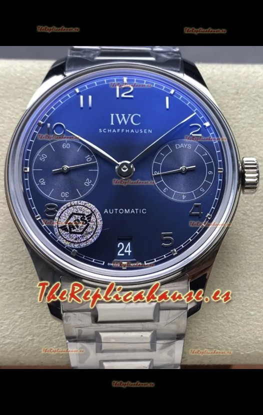 IWC Super Clone Portugieser Reloj Réplica Suizo Espejo 1:1 Dial Azul Reloj Caja Acero