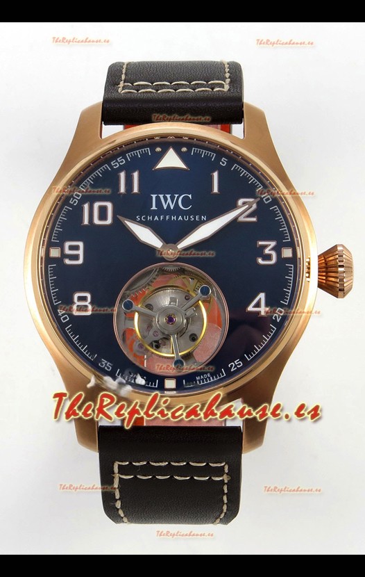 IWC Super Clone Portugese Hand-Wound Genuine Tourbillon Dial Azul Caja Oro Rosado Watch
