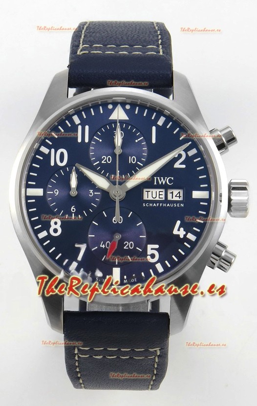 IWC Super Clone Pilot Cronógrafo Edition Dial Azul Leather Reloj Réplica Suizo