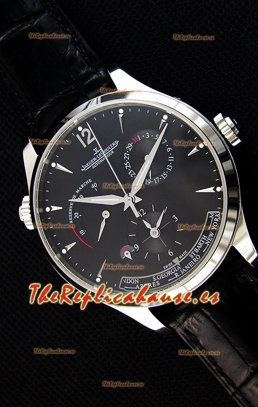Jaeger LeCoultre Master Geographic Reloj Réplica Suizo Caja de Acero Indicador de Reserva de Energía