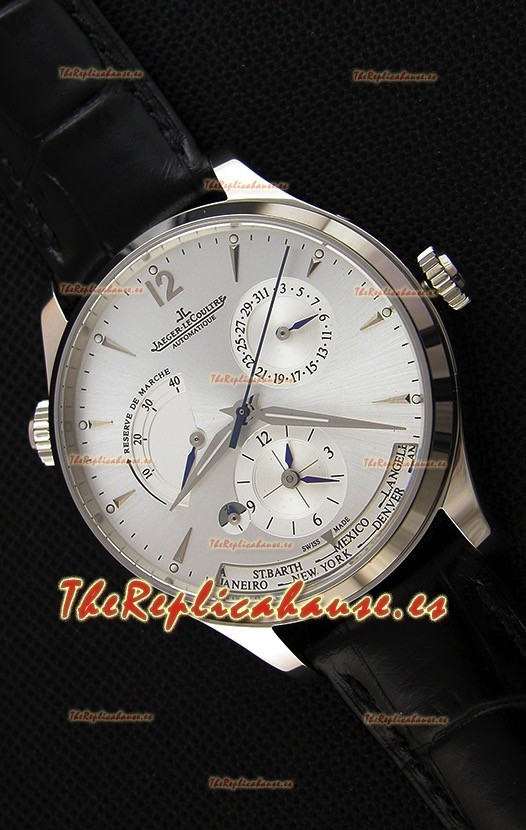 Jaeger LeCoultre Master Geographic Indicador de Reserva de Energía Caja de Acero Dial de Acero Reloj Réplica Suizo
