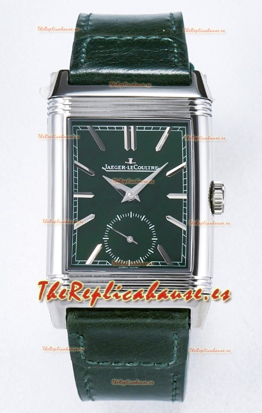 Jaeger-LeCoultre Reverso Super Clone DuoFace Verde/Blanco Reloj Réplica Acero