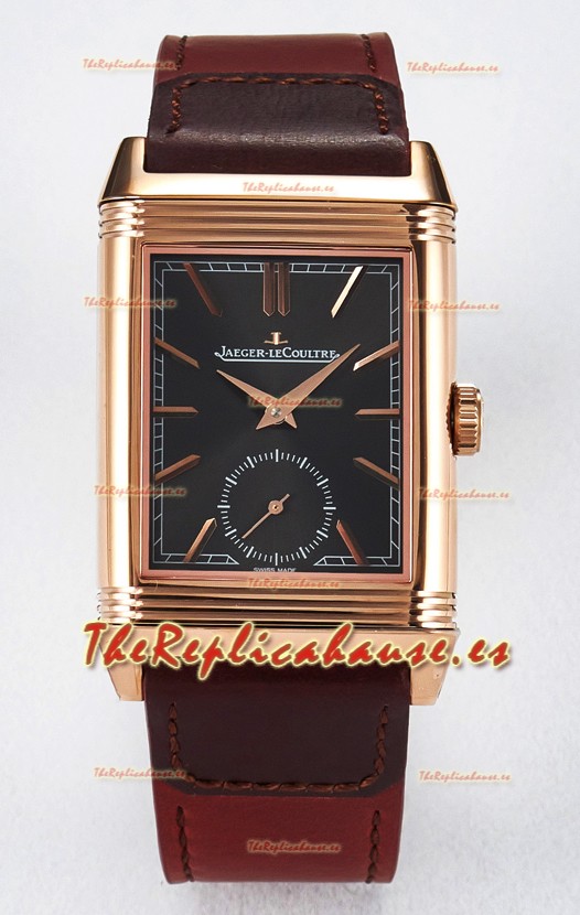 Jaeger-LeCoultre Reverso Super Clone DuoFace Verde/Blanco Reloj Réplica Oro Rosado