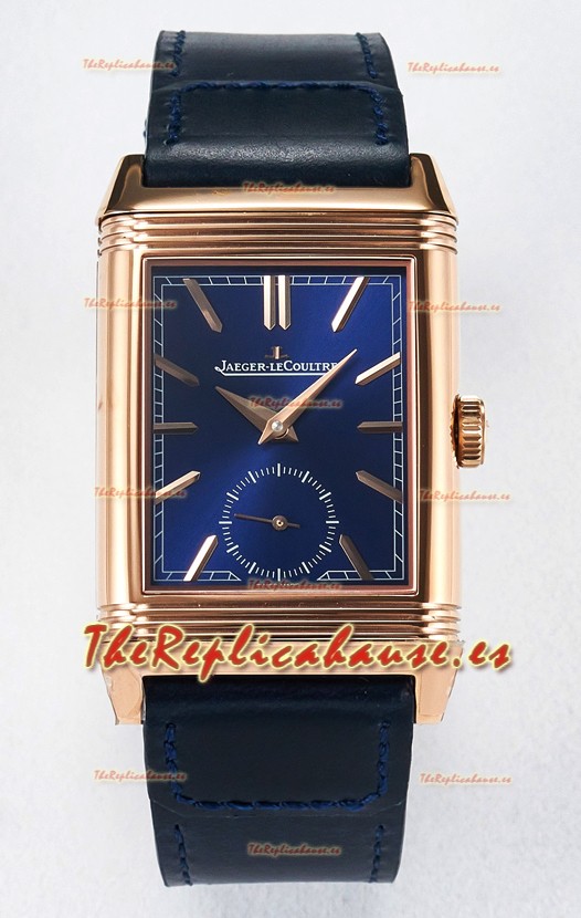 Jaeger-LeCoultre Reverso Super Clone DuoFace Azul/Blanco Réplica Oro Rosado