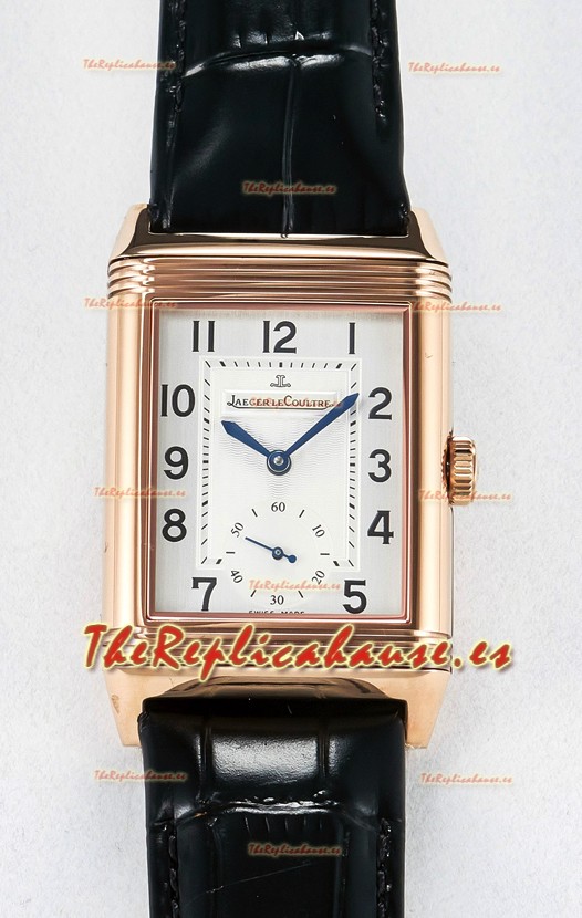 Jaeger-LeCoultre Reverso Super Clone DuoFace Negro/Blanco Reloj Réplica Oro Rosado
