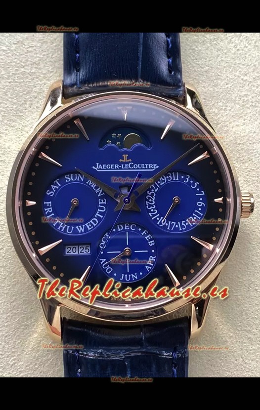 Jaeger LeCoultre Super Clone Master Ultra-Thin Calendario Perpetuo Reloj Dial Azul