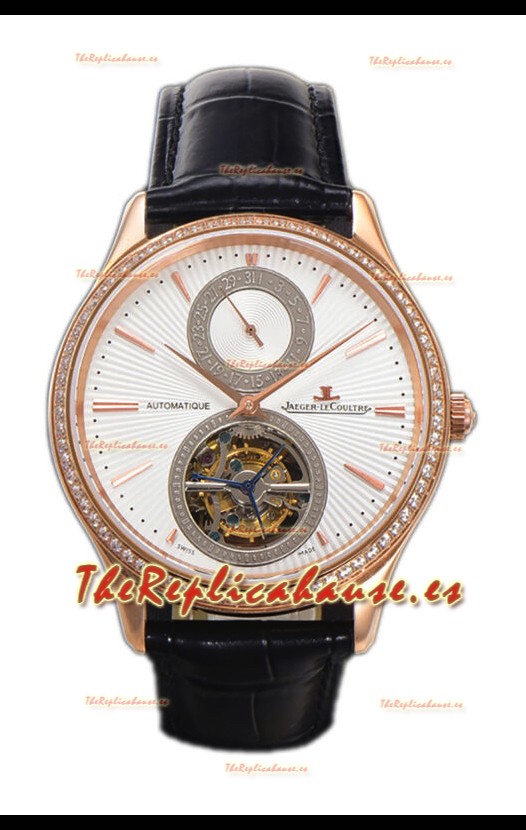 Jaeger LeCoultre Master Tourbillon Ultra-Fino Dial Reloj Blanco Caja Oro Rosado
