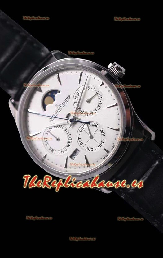Jaeger LeCoultre Master Ultra Fino Perpetual Reloj Réplica Suizo en Dial Blanco 