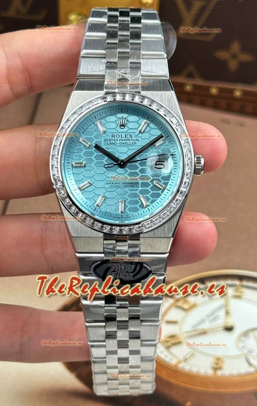 Rolex Land-Dweller 127336 Azul Hielo Diseño Panal Abeja 40MM Reloj Réplica Suizo