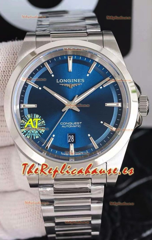 Largoines Conquest Automatic Dial Azul Reloj Automático en Caja Acero