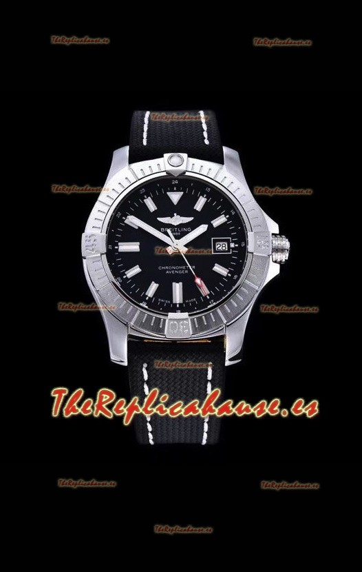Breitling Avenger 43 Automatic Dial Negro Correa de Piel Reloj Réplica Suizo a Espejo 1:1