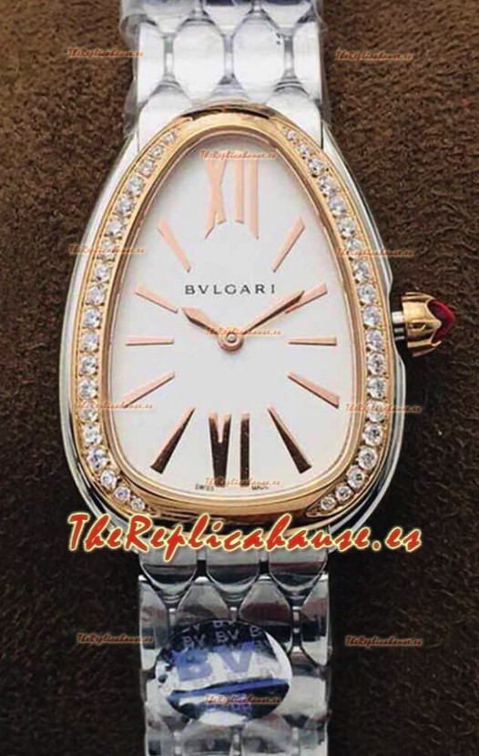Bvlgari Edición Serpenti Seduttori Reloj en Acero Inoxidable - Bisel Oro Rosado Réplica a Espejo 1:1