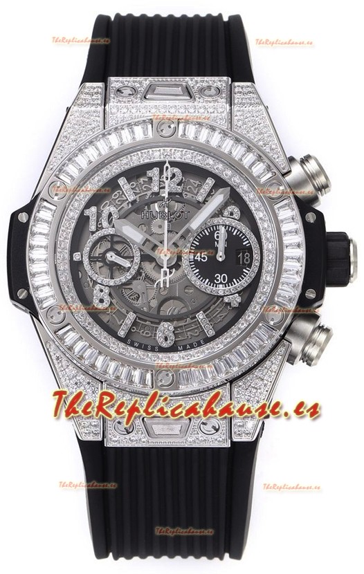 Hublot Big Bang Unico Acero Caja Inoxidable Diamantes Calidad a Espejo 1:1 Reloj Réplica Suizo