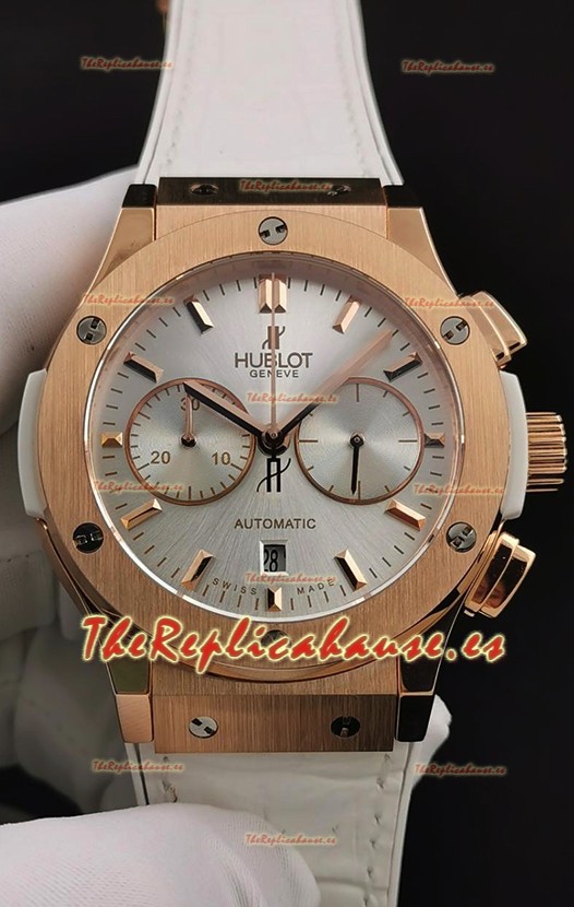 Hublot Classic Fusion Chronograph Caja Oro Rosado Dial Acero Reloj Réplica a Espejo