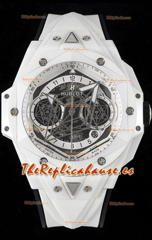 Hublot Big Bang UNICO Sang Bleu II Cerámic Blanca Calidad a Espejo 1:1 Reloj Réplica Suizo