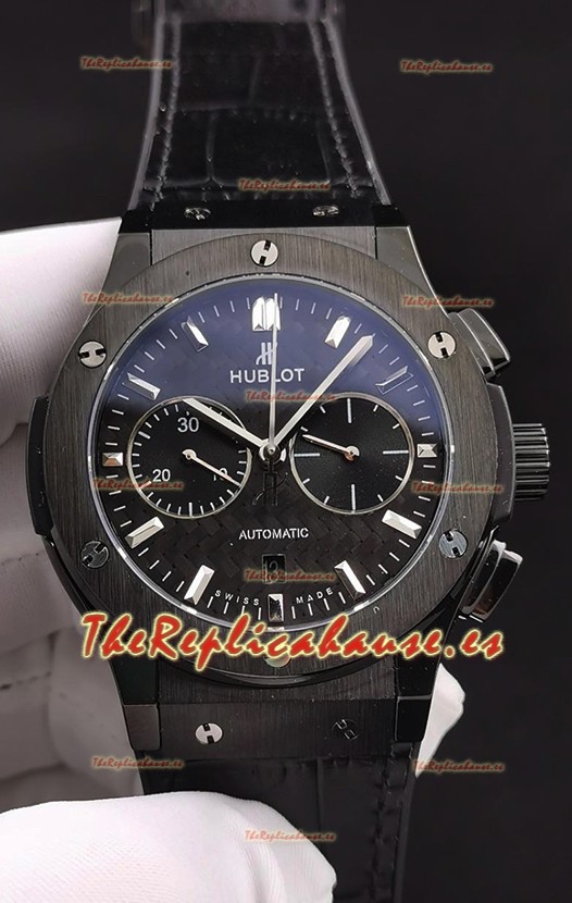 Hublot Classic Fusion Chronograph Bisel y Caja de Cerámica Dial Carbono Reloj Réplica a Espejo 1:1