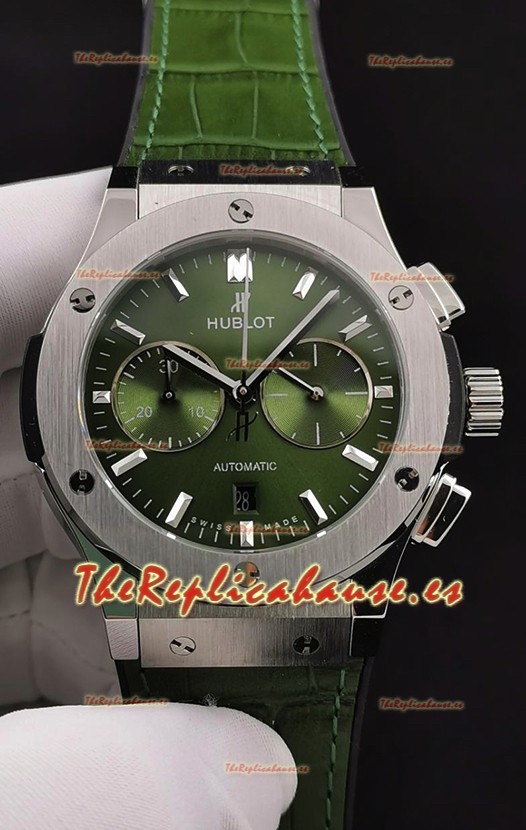 Hublot Classic Fusion Chronograph Caja de Acero Inoxidable Dial Verde Reloj Réplica a Espejo 1:1