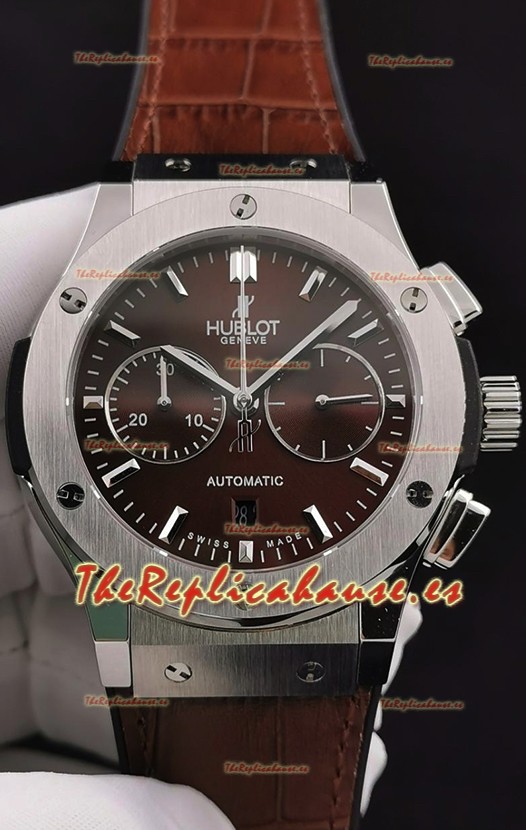 Hublot Classic Fusion Chronograph Caja de Acero Inoxidable Dial Marrón Reloj Réplica a Espejo 1:1