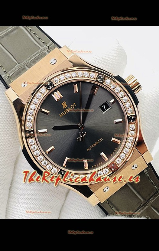 Hublot Classic Fusion Oro Rosado Dial Gris Reloj Réplica Suizo Calidad Espejo 1:1