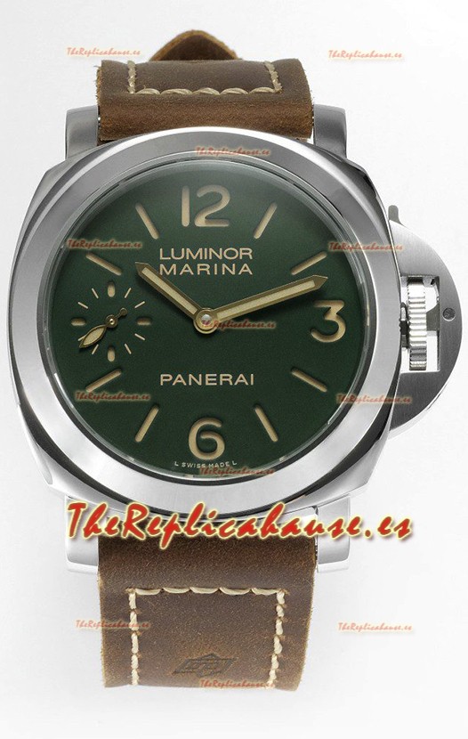 Panerai Luminor Marina 8 Days PAM00911 Dial Verde Calidad Espejo 1:1 - Acero 904L en Correa de Piel