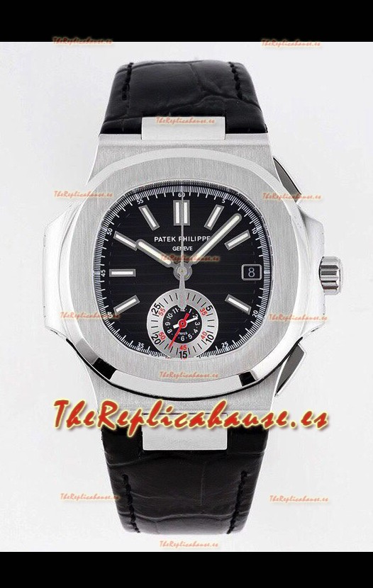Patek Philippe Nautilus 5980/1A 904L Caja Acero en Dial Negro Correa Piel - Réplica a Espejo 1:1