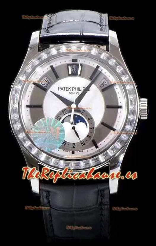 Patek Philippe 5205-001 Complications Fase Lunar Dial Gris Claro Reloj Réplica Suizo a Espejo 1:1